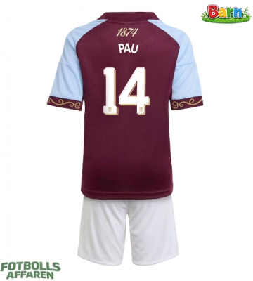 Aston Villa Pau Torres #14 Hemmaställ Barn 2025-26 Kortärmad (+ Korta byxor)